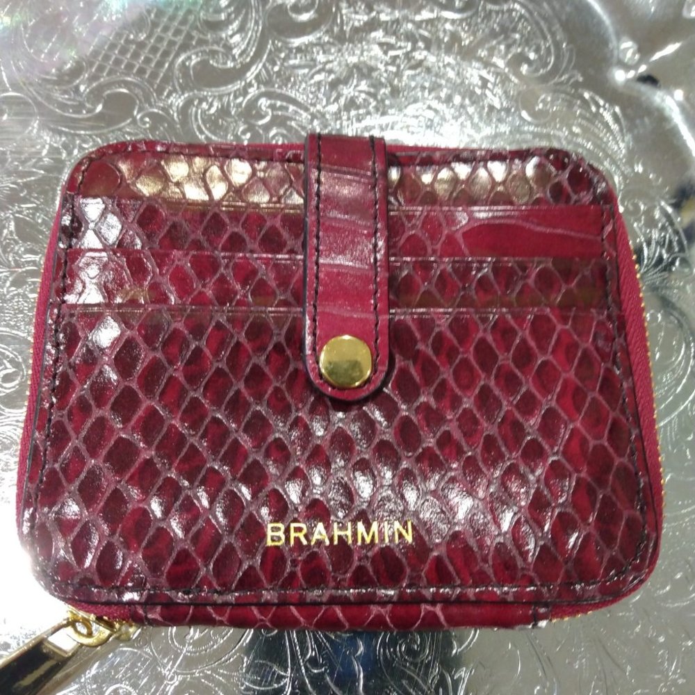 Brahmin Cranberry Rosehip Travel Zip Around Wallet